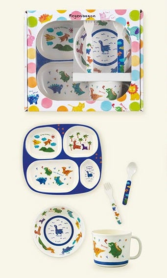 DECOLE Regenbogen兒童塑膠碟杯匙叉餐具5件裝 HIN0134