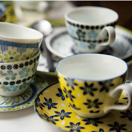 AWASAKA Pottery Field 日本製美濃燒花朵圖案陶瓷茶杯5件套裝 TIN0030