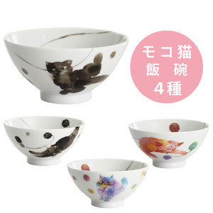 日本製美濃燒 MOCO NEKO 水彩手繪貓飯碗 KIN0012B (預訂)