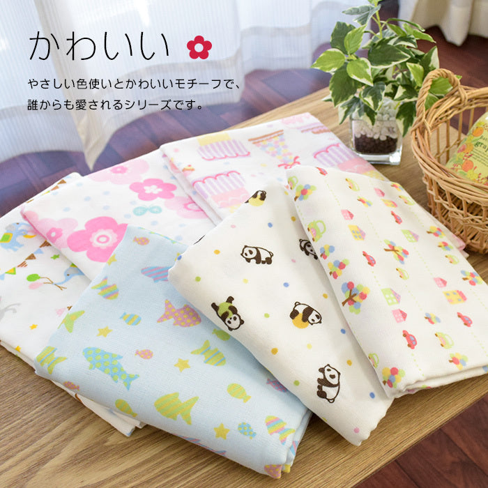 日本製紗布印花手巾/面巾/浴巾3件套裝 (水族館) HIN0138