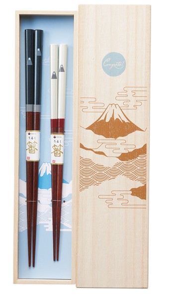Ishida日本製天然原木筷子2件禮盒套裝 富士山 (預訂)