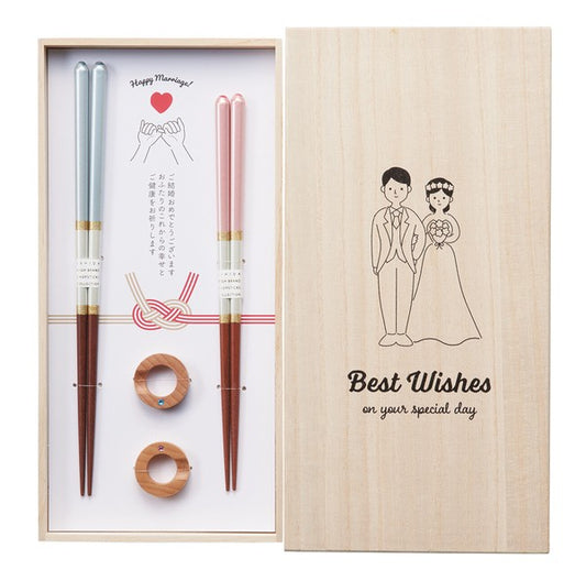 Ishida日本製天然原木筷子&筷子托2件套裝 結婚禮品 (預訂)
