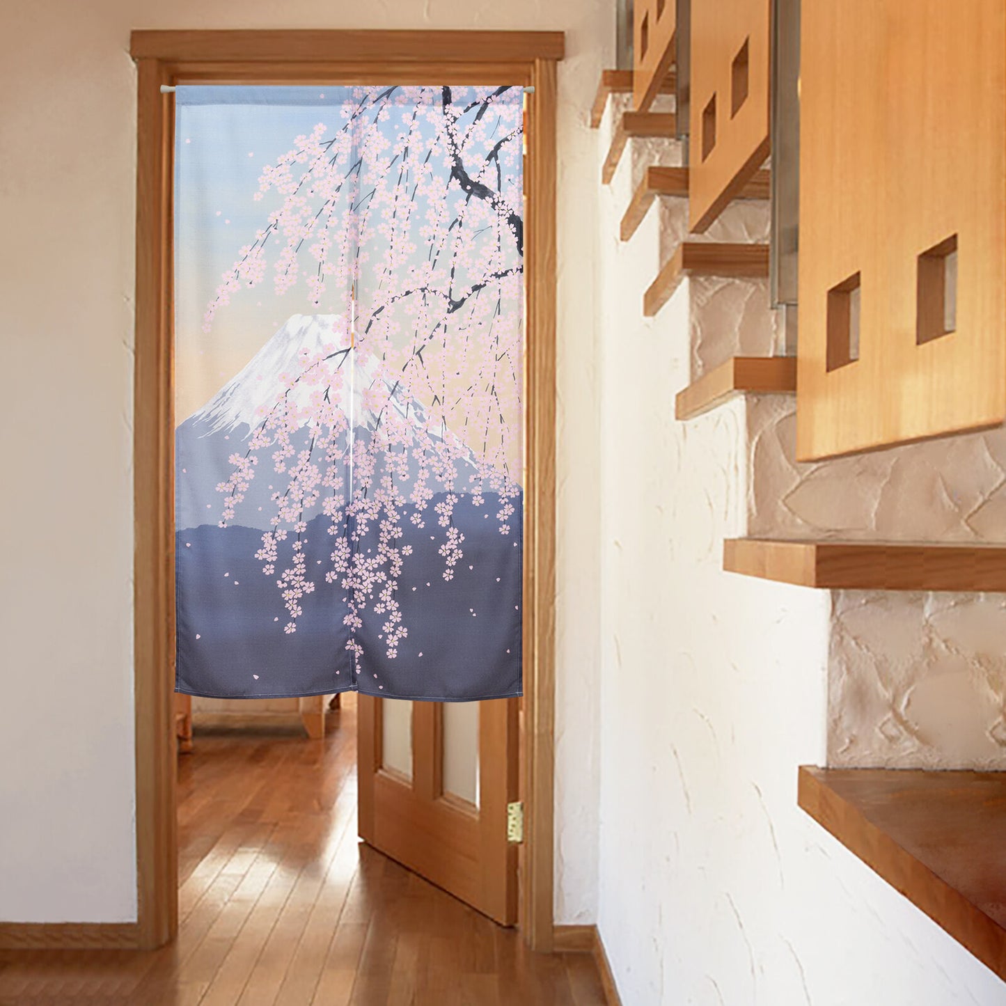 日本製 85 x 150cm 麻布門簾 (富士山垂櫻) (預訂)