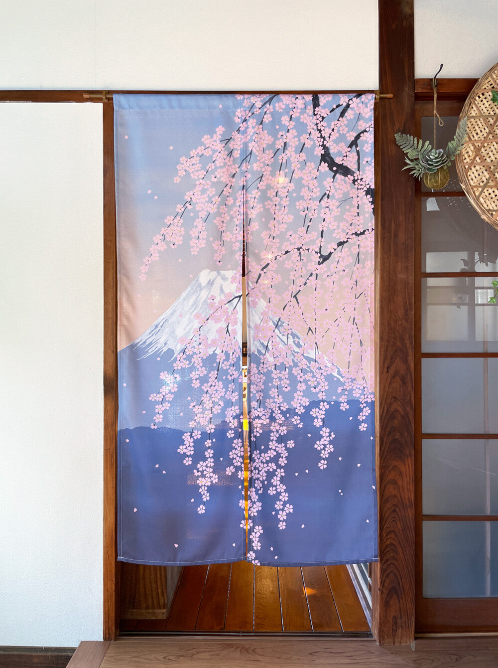 日本製 85 x 150cm 麻布門簾 (富士山垂櫻) (預訂)