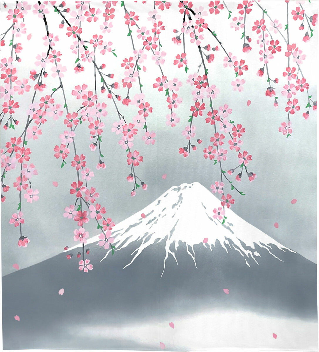 日本製 Tokusen Japanese Pattern Noren 85 x 90cm 麻布門簾 (富士山垂櫻) (預訂)