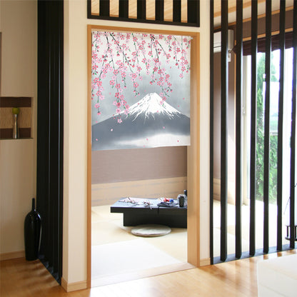 日本製 Tokusen Japanese Pattern Noren 85 x 90cm 麻布門簾 (富士山垂櫻) (預訂)