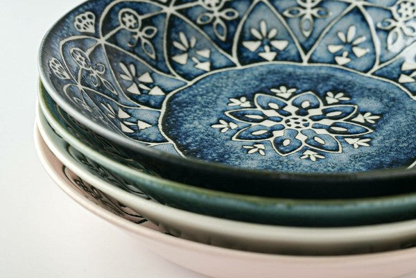 Marusan Kondo日本製摩洛哥幾何圖案美濃燒陶瓷碟 (直徑:24cm) MS260485 (預訂)