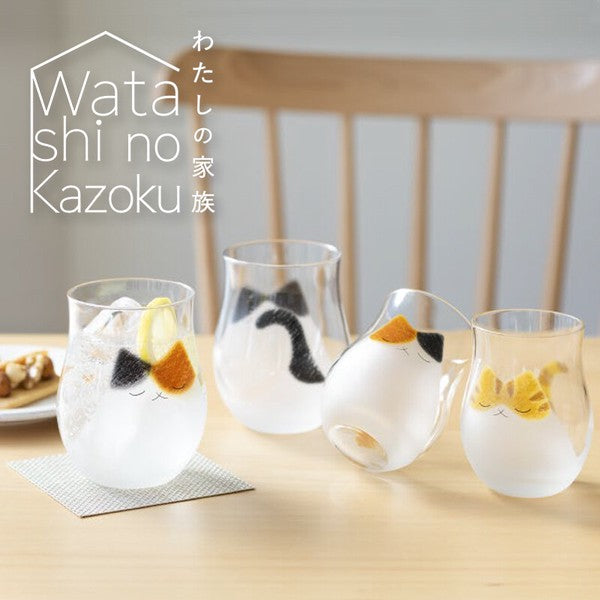 日本製 私の家族透明小貓玻璃杯 (現貨)