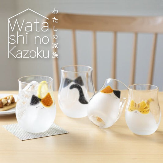 日本製 私の家族透明小貓玻璃杯 (現貨)