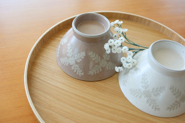 BISQUE CDF 日本製波佐見燒陶瓷樹葉花紋圖案飯碗 (預訂)