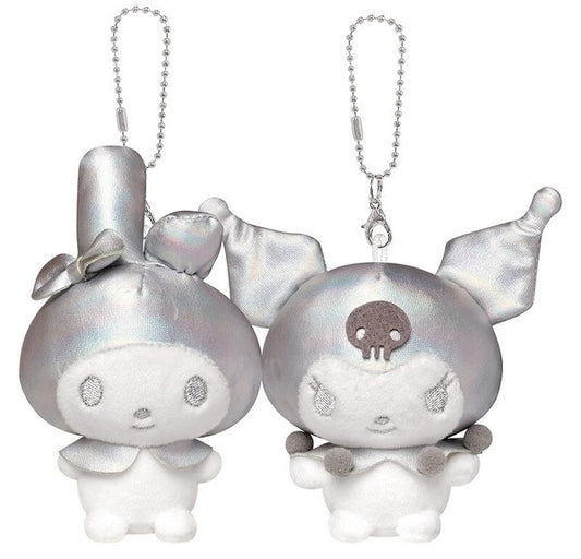 日本限定 銀色 Sanrio My Melody & Kuromi 磁石毛公仔吊飾 (現貨)