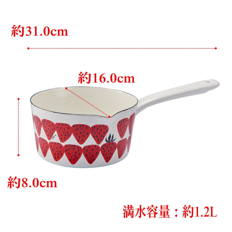 Plune 日本製琺瑯搪瓷單柄鍋15cm 明火/IH電磁爐適用 Colorful Garden (預訂)
