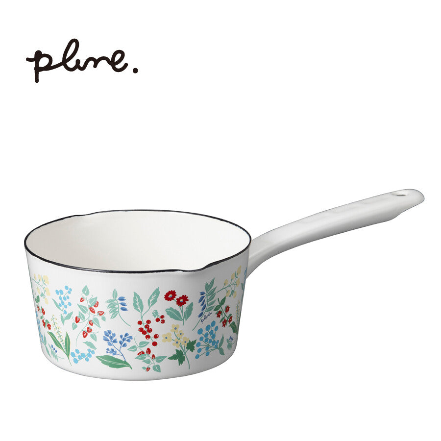 Plune 日本製琺瑯搪瓷單柄鍋15cm 明火/IH電磁爐適用 Colorful Garden (預訂)