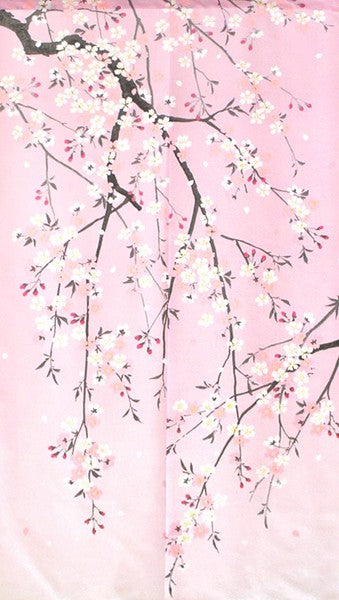 日本製 85 x 150cm 麻布門簾 (粉紅櫻花)