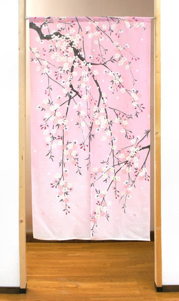 日本製 85 x 150cm 麻布門簾 (粉紅櫻花)