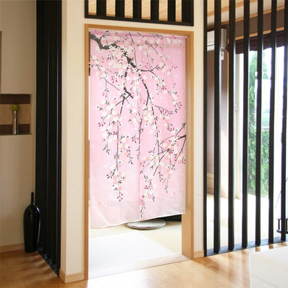 日本製 85 x 150cm 麻布門簾 (粉紅櫻花)