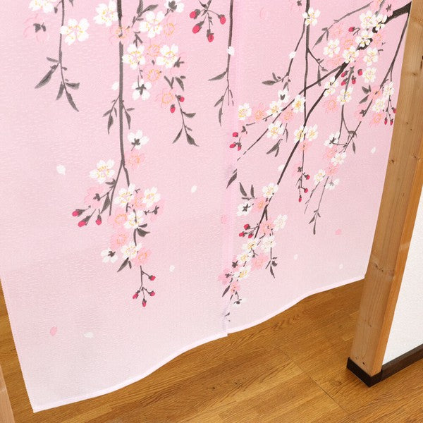 日本製 85 x 150cm 麻布門簾 (粉紅櫻花)