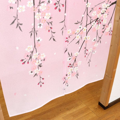 日本製 85 x 150cm 麻布門簾 (粉紅櫻花)