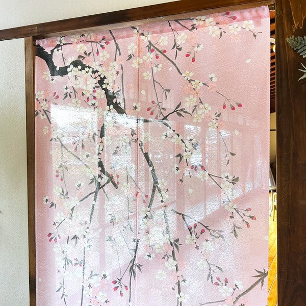 日本製 85 x 150cm 麻布門簾 (粉紅櫻花)