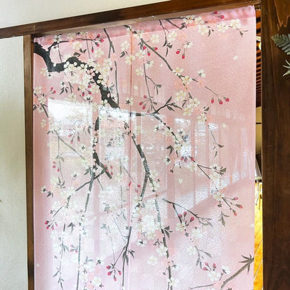 日本製 85 x 150cm 麻布門簾 (粉紅櫻花)