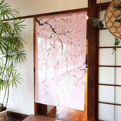 日本製 85 x 150cm 麻布門簾 (粉紅櫻花)