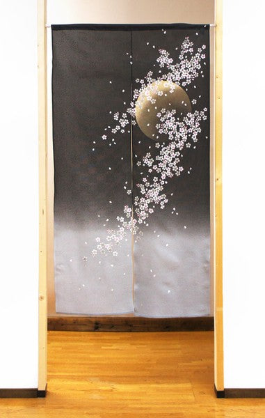 日本製 85 x 150cm 麻布門簾 (月見櫻) (預購)