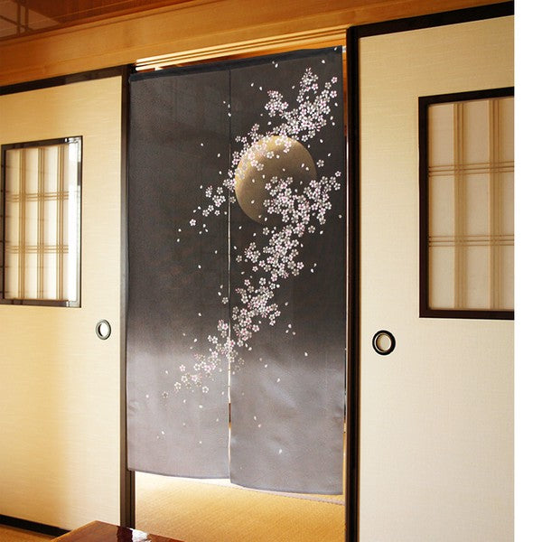 日本製 85 x 150cm 麻布門簾 (月見櫻) (預購)
