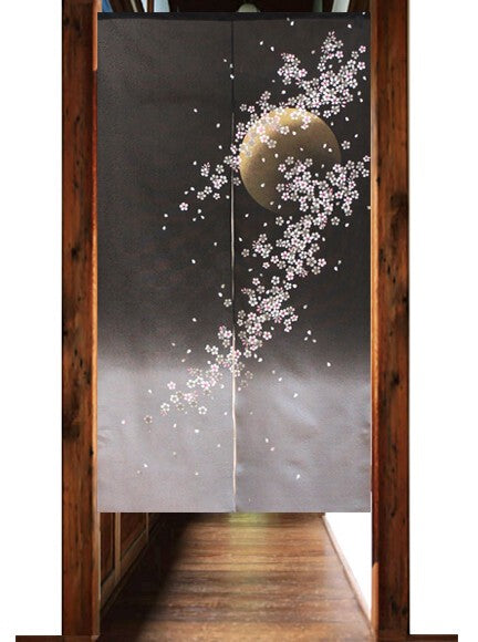 日本製 85 x 150cm 麻布門簾 (月見櫻) (預購)