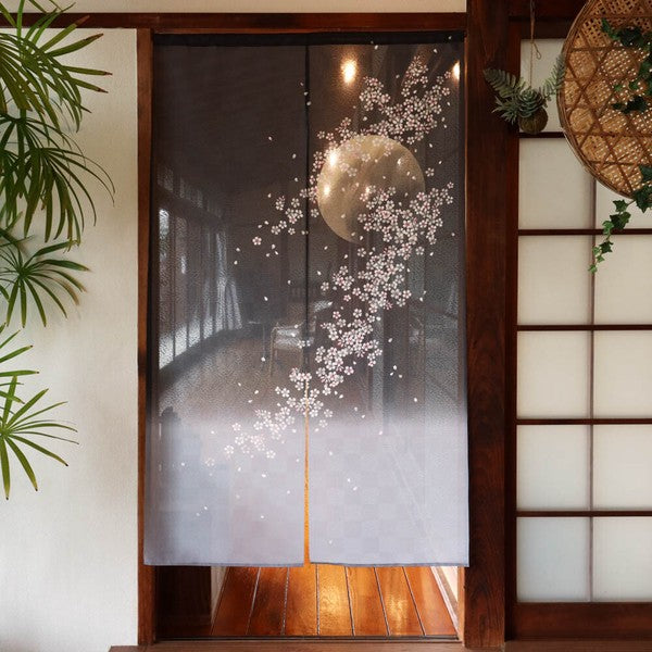 日本製 85 x 150cm 麻布門簾 (月見櫻) (預購)