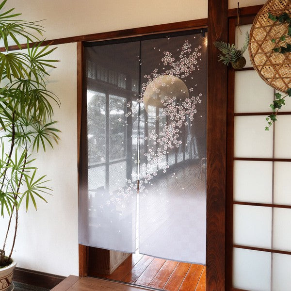 日本製 85 x 150cm 麻布門簾 (月見櫻) (預購)