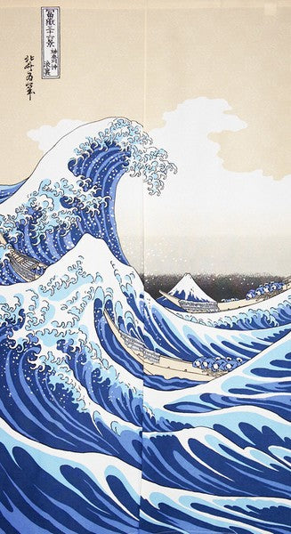 日本製 85 x 150cm 麻布門簾 (葛飾北齋 - 神奈川沖浪裏)