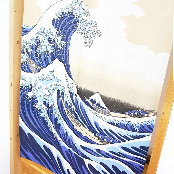 日本製 85 x 150cm 麻布門簾 (葛飾北齋 - 神奈川沖浪裏)