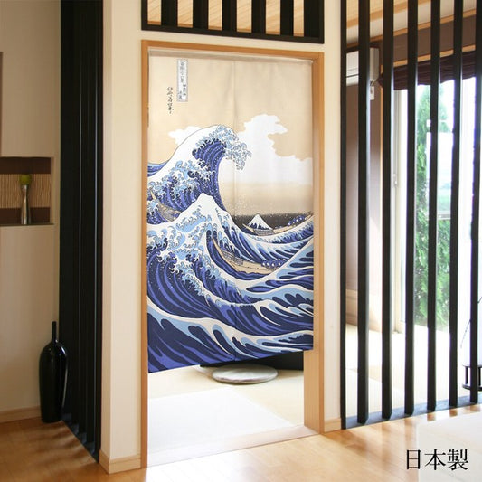 日本製 85 x 150cm 麻布門簾 (葛飾北齋 - 神奈川沖浪裏)