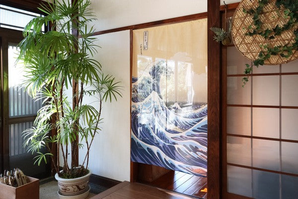 日本製 85 x 150cm 麻布門簾 (葛飾北齋 - 神奈川沖浪裏)