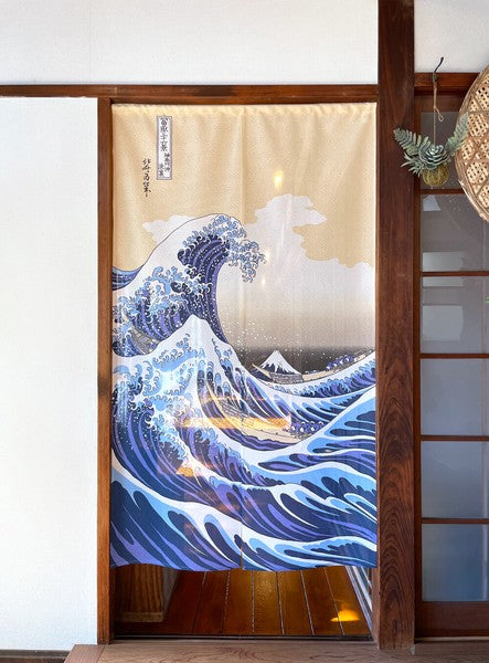 日本製 85 x 150cm 麻布門簾 (葛飾北齋 - 神奈川沖浪裏)