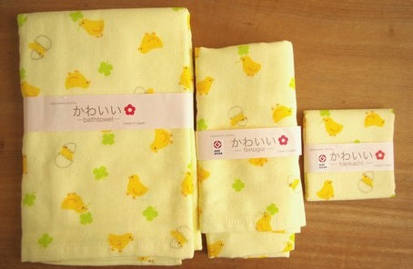 日本製紗布印花手巾/面巾/浴巾3件套裝 (黃色小鴨) HIN0137