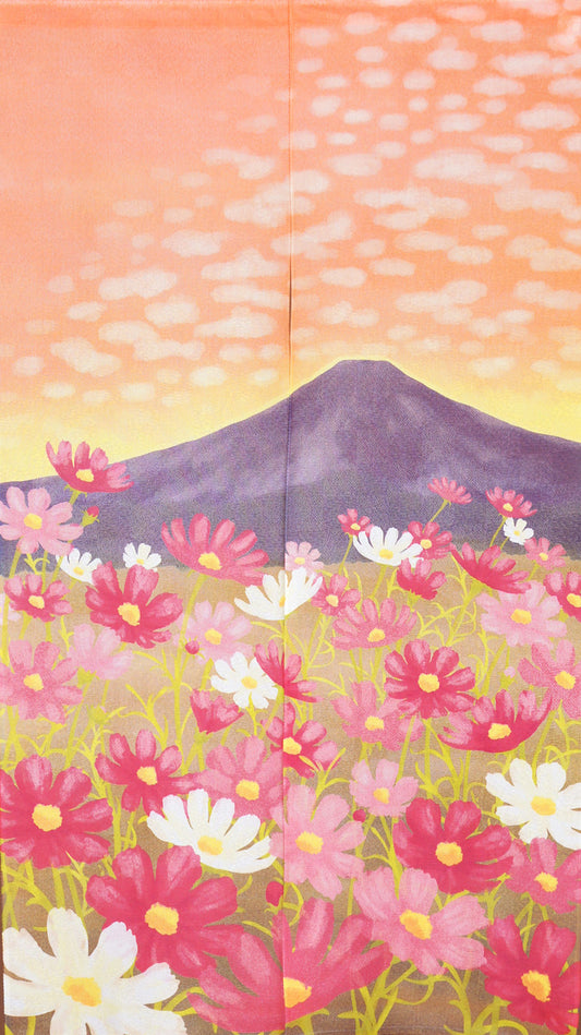 日本製 85 x 150cm 麻布門簾 (富士山秋櫻)