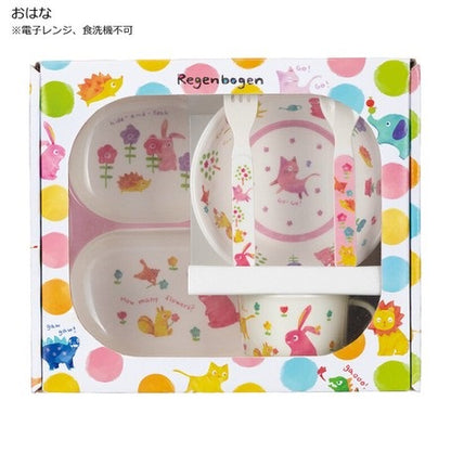 DECOLE Regenbogen兒童塑膠碟杯匙叉餐具5件裝 HIN0134