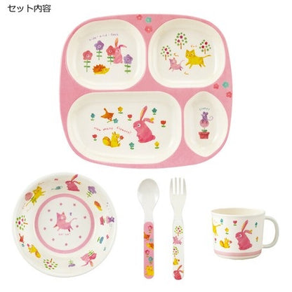 DECOLE Regenbogen兒童塑膠碟杯匙叉餐具5件裝 HIN0134