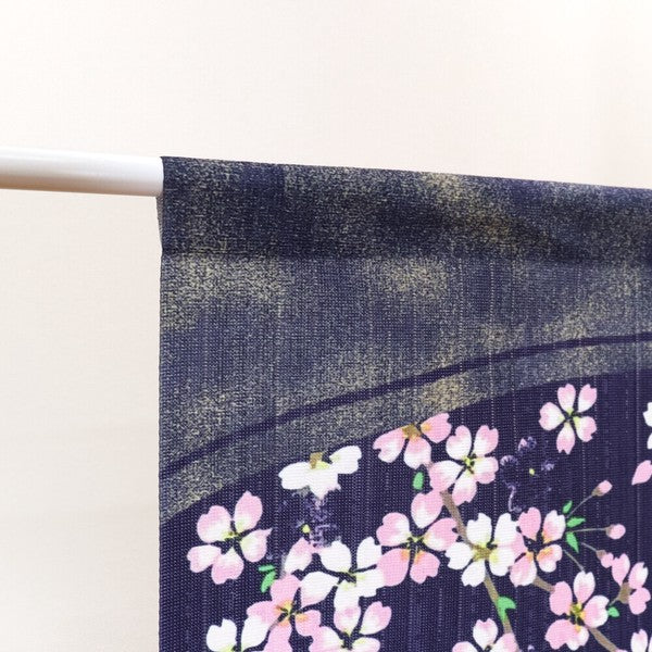 日本製 85 x 150cm 麻布門簾 (夜櫻)