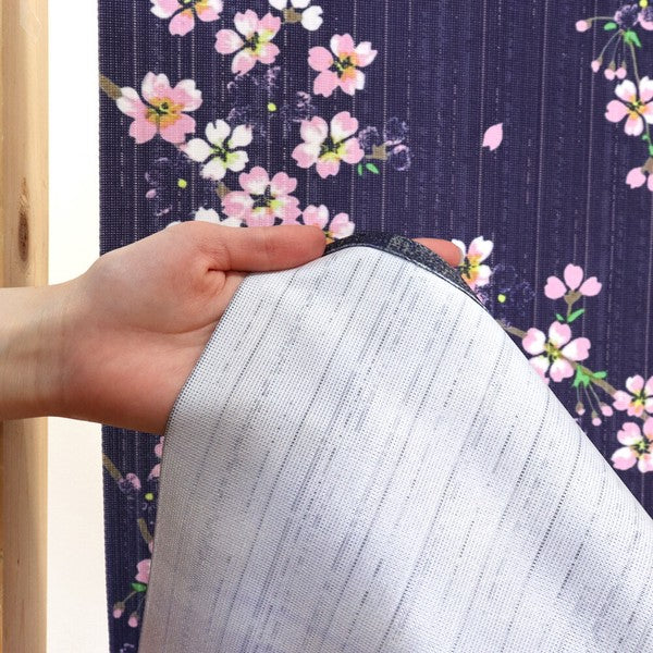 日本製 85 x 150cm 麻布門簾 (夜櫻)