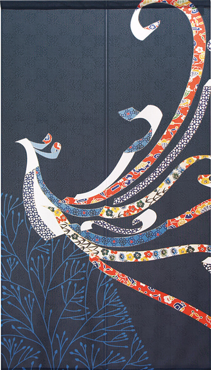 日本製 85 x 150cm 麻布門簾 (乳雀)