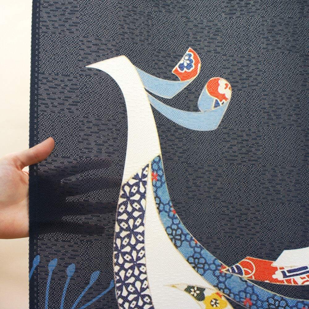 日本製 85 x 150cm 麻布門簾 (乳雀)