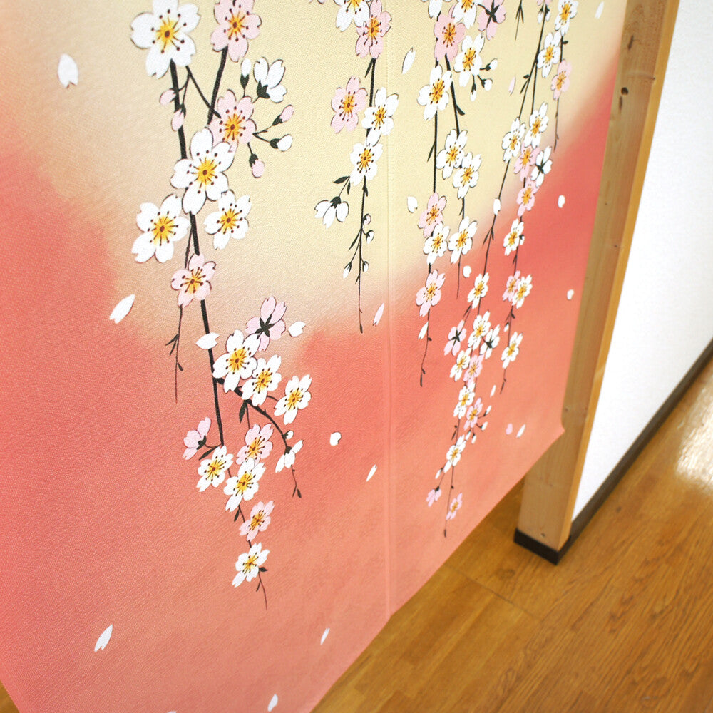 日本製 Tokusen Japanese Pattern Noren 85 x 150cm 麻布門簾 (明月垂櫻) (預訂)
