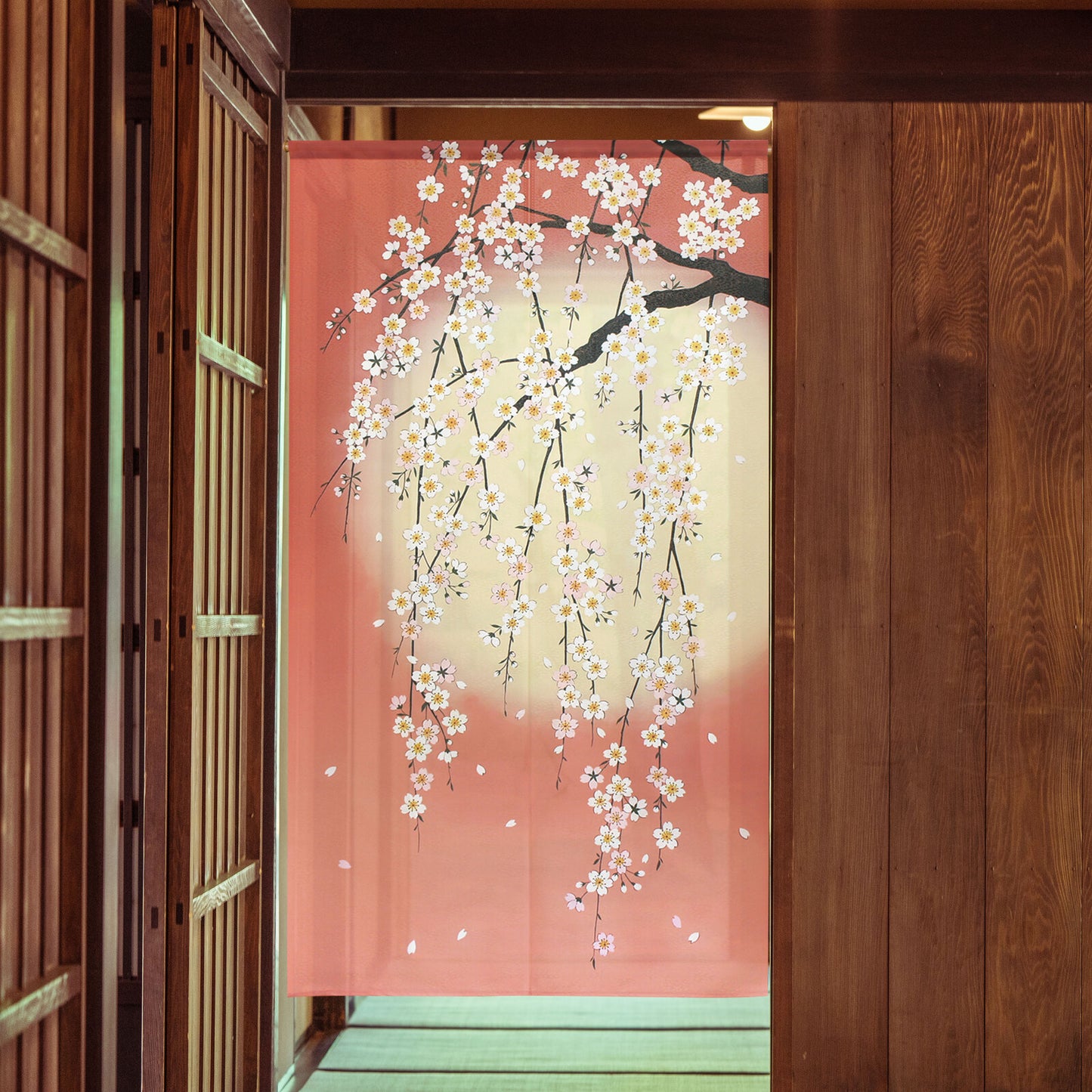 日本製 Tokusen Japanese Pattern Noren 85 x 150cm 麻布門簾 (明月垂櫻) (預訂)