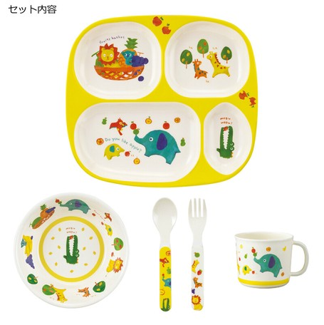 DECOLE Regenbogen兒童塑膠碟杯匙叉餐具5件裝 HIN0134