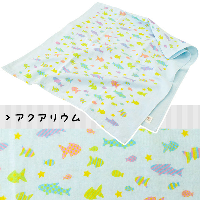 日本製紗布印花手巾/面巾/浴巾3件套裝 (水族館) HIN0138